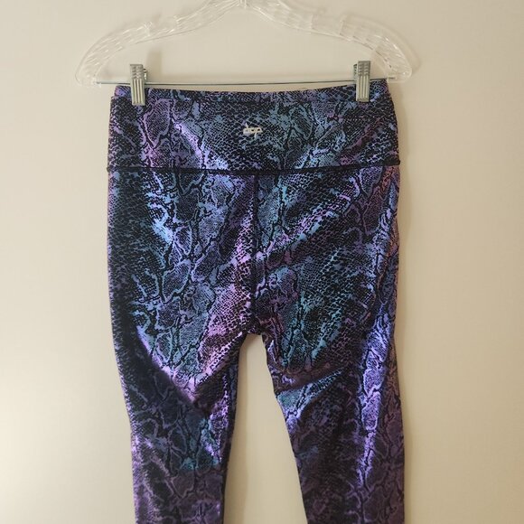 DOV DOVPOD Snakeskin Metallic Leggings Exotic Yoga Pants Blue Purple Large - Picture 7 of 14